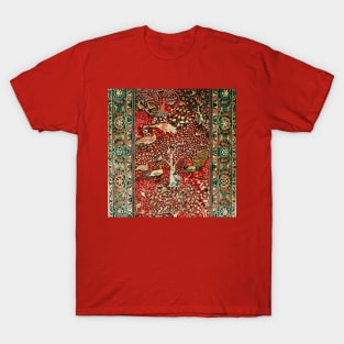 Antique Persian Rug Bird Tree Flowers ca. 1600 Print T-Shirt